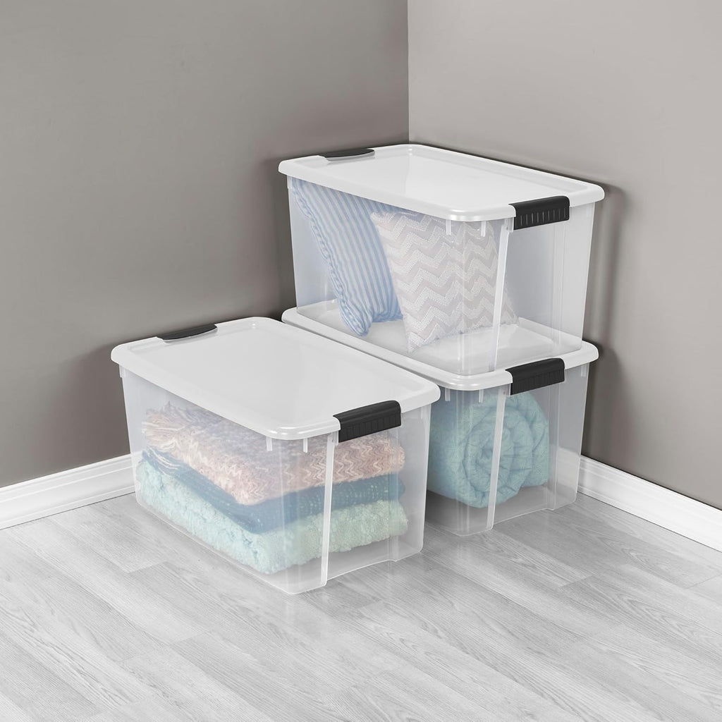 Sterilite 20-Pack Ultra Latching Storage Bins - Clear Plastic, 70 Quart Heavy-Duty Organizers for Home & Office