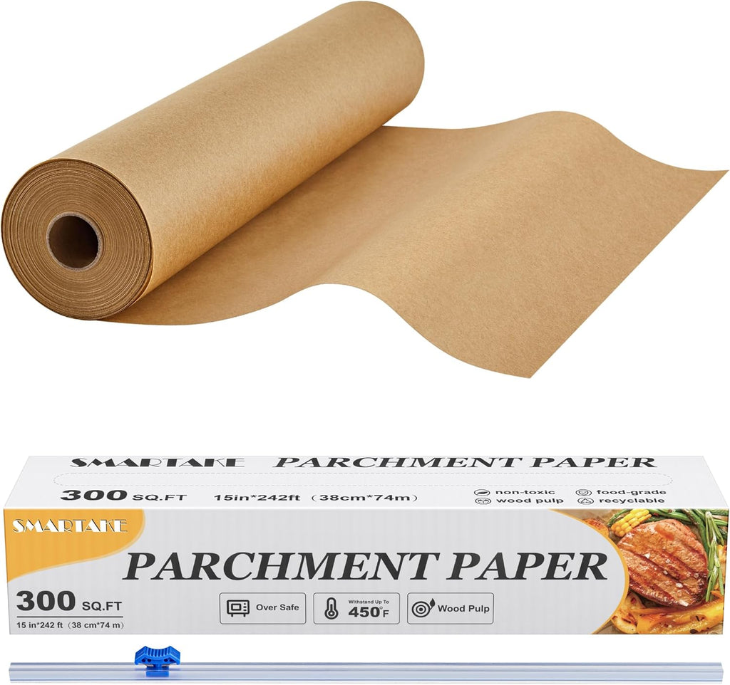 SMARTAKE Non-Stick Parchment Paper Roll - Heavy Duty 15" x 242 ft for Baking, Cooking & Grilling