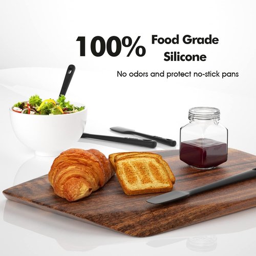 ChefAide Silicone Spatula Set - 4 Pieces, Ergonomic Heat Resistant Rubber Spatulas for Cooking & Baking