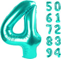 Teal Blue Number 4 Balloon - 40 Inch Large Birthday Decoration for Girls' 4th Party