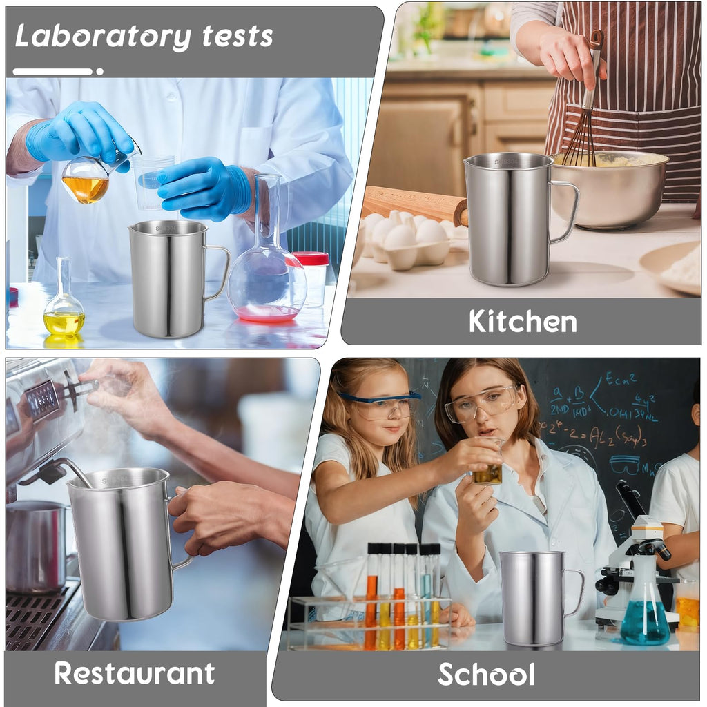 Veemoon Large Stainless Steel Measuring Cup, 1000ml/32OZ Metal Embossed Measuring Pitcher with Handle and Scale Coffee Milk Frothing Pitcher Latte Art Cup for Science Experiments Kitchen Liquid Mixing