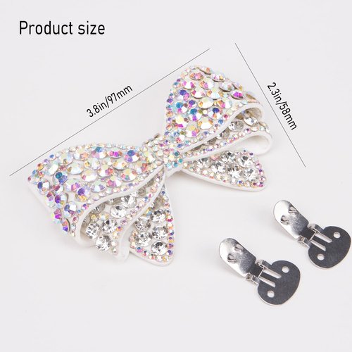 KOOBOOK Sparkly Rhinestone Bow Shoe Clips - Fashionable Shoe Decorations (2 Pcs) for a Dazzling Look