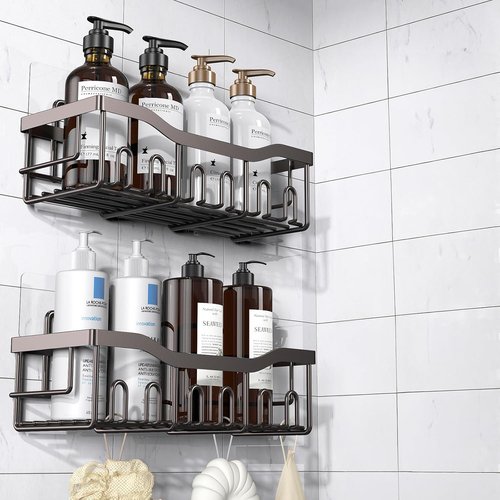 EUDELE Shower Caddy 2 Pack - Adhesive Bathroom Organizer | No Drilling, Rustproof Stainless Steel, Large Capacity