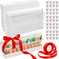 Dicunoy 50 Pack Strawberry Boxes with Clear Lids, 11" Macaron Box with Ribbon and Stickers, Chocolate Covered Strawberries Package Boxes for Cookies, Cocoa Bomb, Truffles, Valentine's Day, Christmas