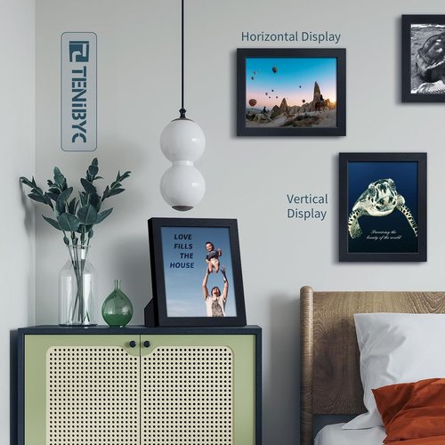 Black Woodgrain Picture Frame Set of 3 | Solid Wood & HD Tempered Glass for Table Display or Wall Hanging