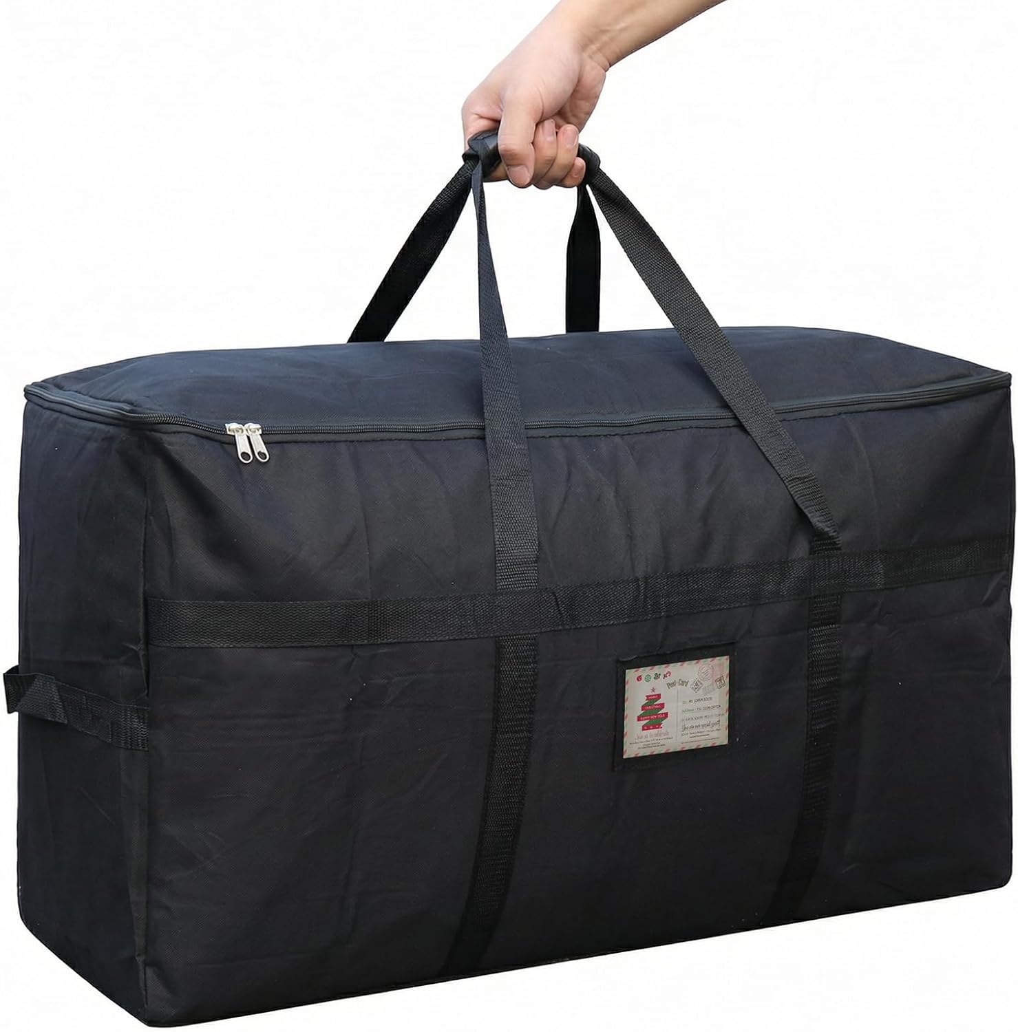 Skiennix Large Moving Bags - 4 FT Christmas Tree Storage Bag with Strong Zipper & Comfortable Handles | Durable Black Totes for Clothes & College Supplies