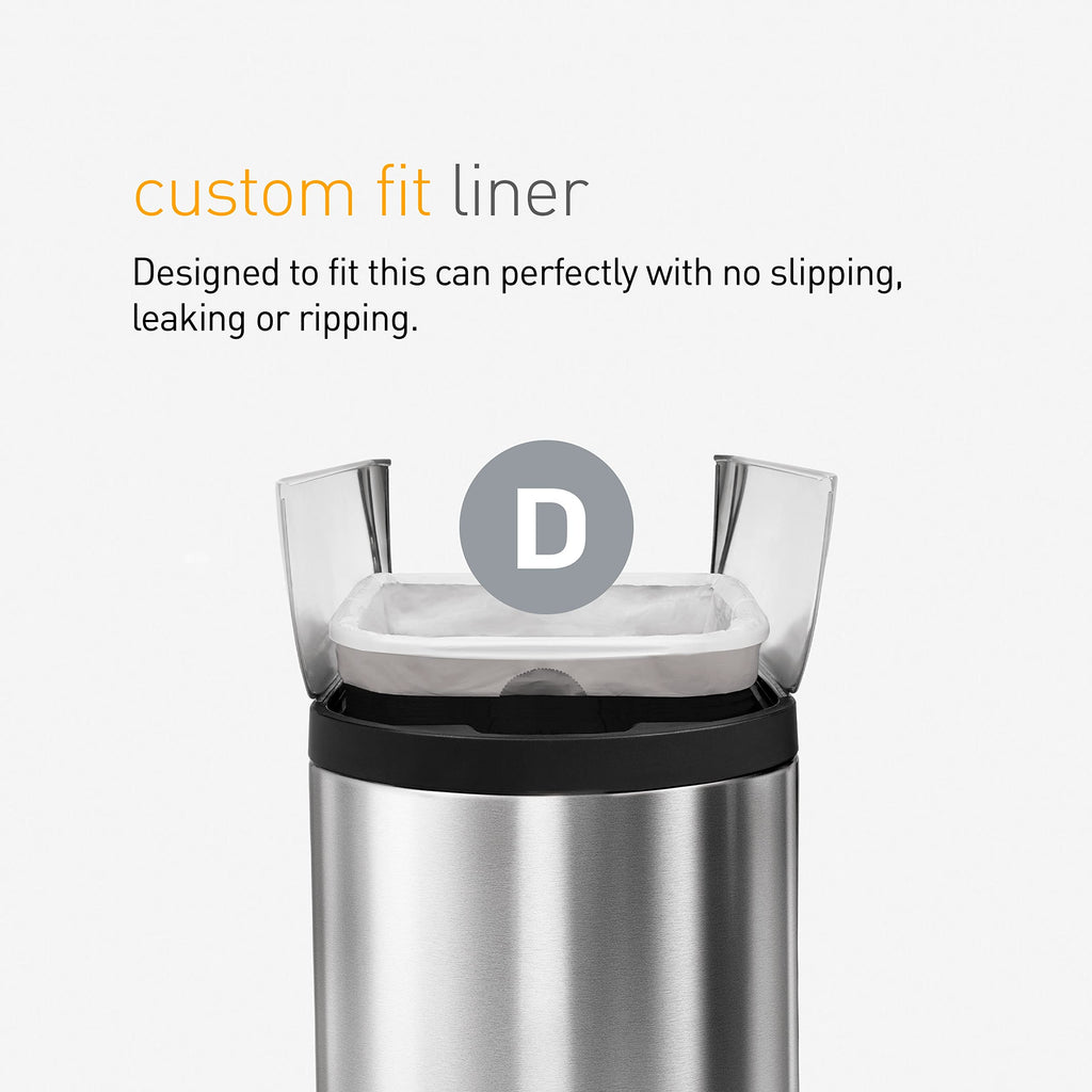 simplehuman Code D 100 Count, Dispenser Pack Custom Fit Liners, Drawstring Trash Bags, 20 Liter / 5.3 Gallon, White
