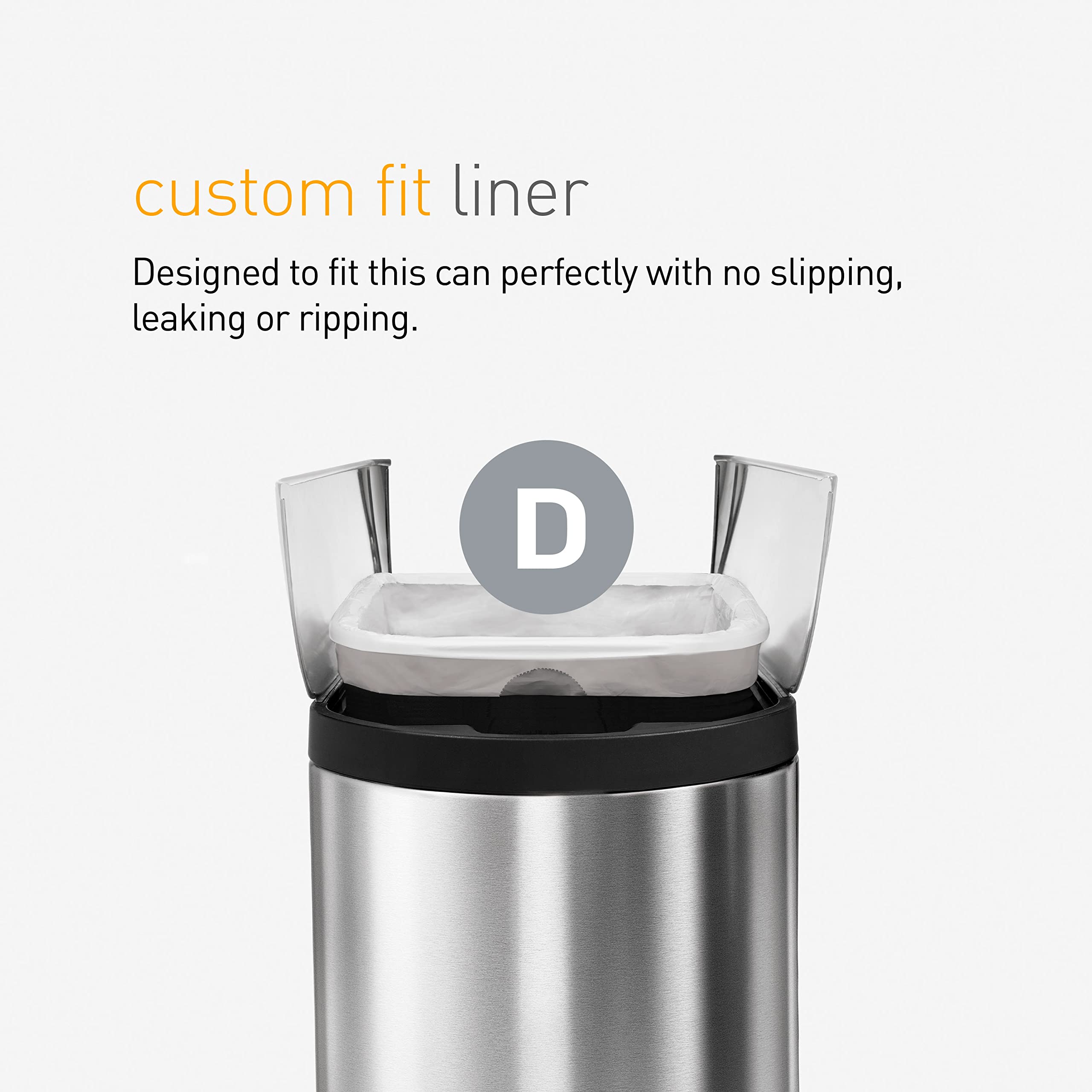 simplehuman Code D 100 Count, Dispenser Pack Custom Fit Liners, Drawstring Trash Bags, 20 Liter / 5.3 Gallon, White