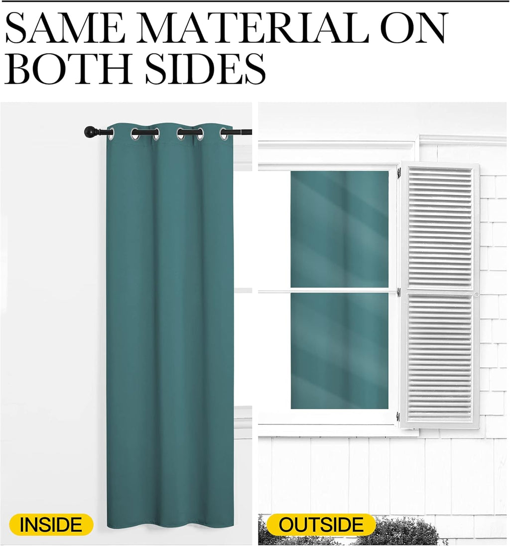 NICETOWN Sea Teal Blackout Curtains - 120-Inch Length, Thermal Insulated, 2 Panels for Large Windows