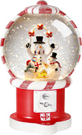 Priddop Snowman Snow Globe | Musical Glitter Vending Machine Christmas Decoration - 7.8 Inch