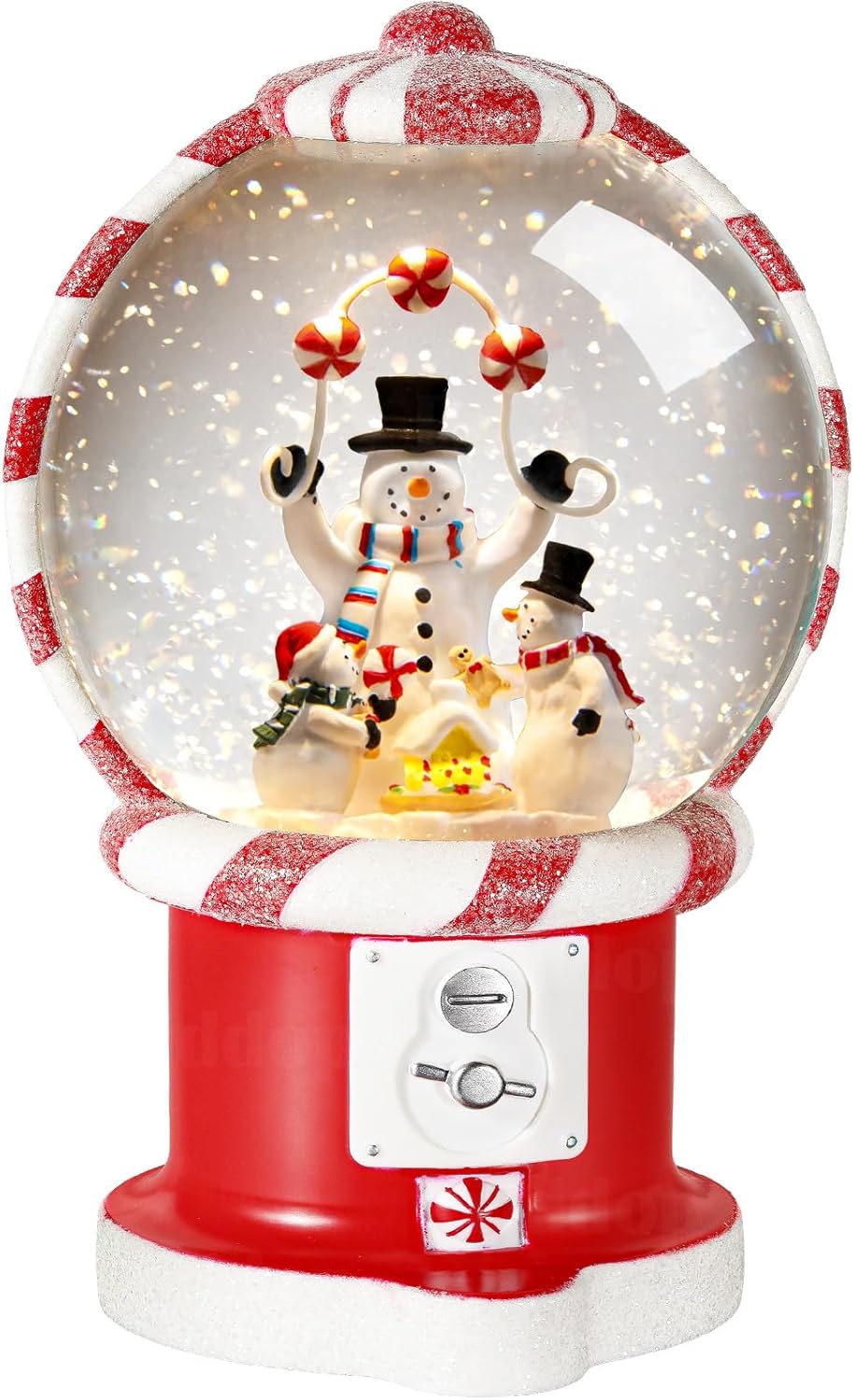 Priddop Snowman Snow Globe | Musical Glitter Christmas Decoration - 7.8 Inch USB/Battery Timer Gift