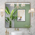 LOAAO 36”X36” Bronze Bathroom Mirror - Rounded Rectangle Design with Anti-Rust Frame | Versatile Hanging Options