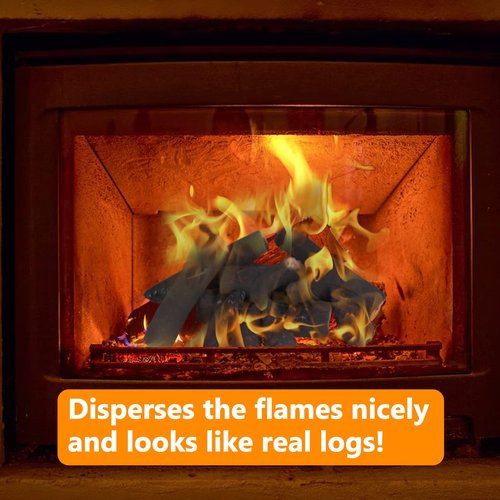 vchin Gas Logs, 10 Piece Ceramic Log for Fireplace and Fire Pit, Heat Resistant Realistic Logs, Stackable Fake Log Set - Gas, Propane, Electric Fireplace Indoor Insert