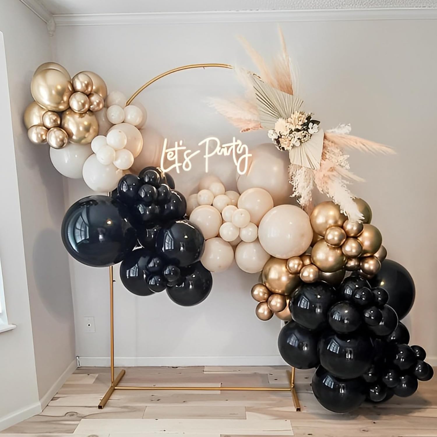 Voircoloria 148-Piece Black and Gold Balloon Garland Arch Kit | Perfect for Graduation, Birthday, and New Year Celebrations
