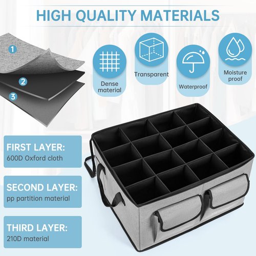 ITHWIU Shoe Storage Organizer for Closet, Fits 16 Pairs, Shoe Bin Storage Containers Foldable with Transparent Cover & Reinforced Handlesfor Shoes, Space Saving Shoes Holder, Gray