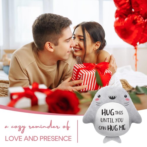 musaecoin Anniversary/Birthday Gifts for Her/Him/Girlfriend/Boyfriend, Long Remote Distance Relationship Gifts- Novelty Cute Shark Pillow- I Love Miss You Gift for Her/Him, 15”×15”