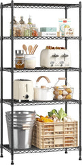 Romorgniz 5-Tier Metal Shelving Unit - Adjustable Wire Storage Rack for Kitchen, Pantry & Closet | 59.4" H x 21.5" W x 13.6" D