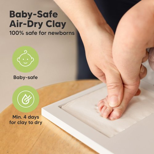 KeaBabies Baby Hand and Footprint Kit - Clay Handprint Keepsake Frame, Newborn Nursery Picture Frame, Personalized New Mom Gifts for Baby First Christmas Shower (Dark Walnut)