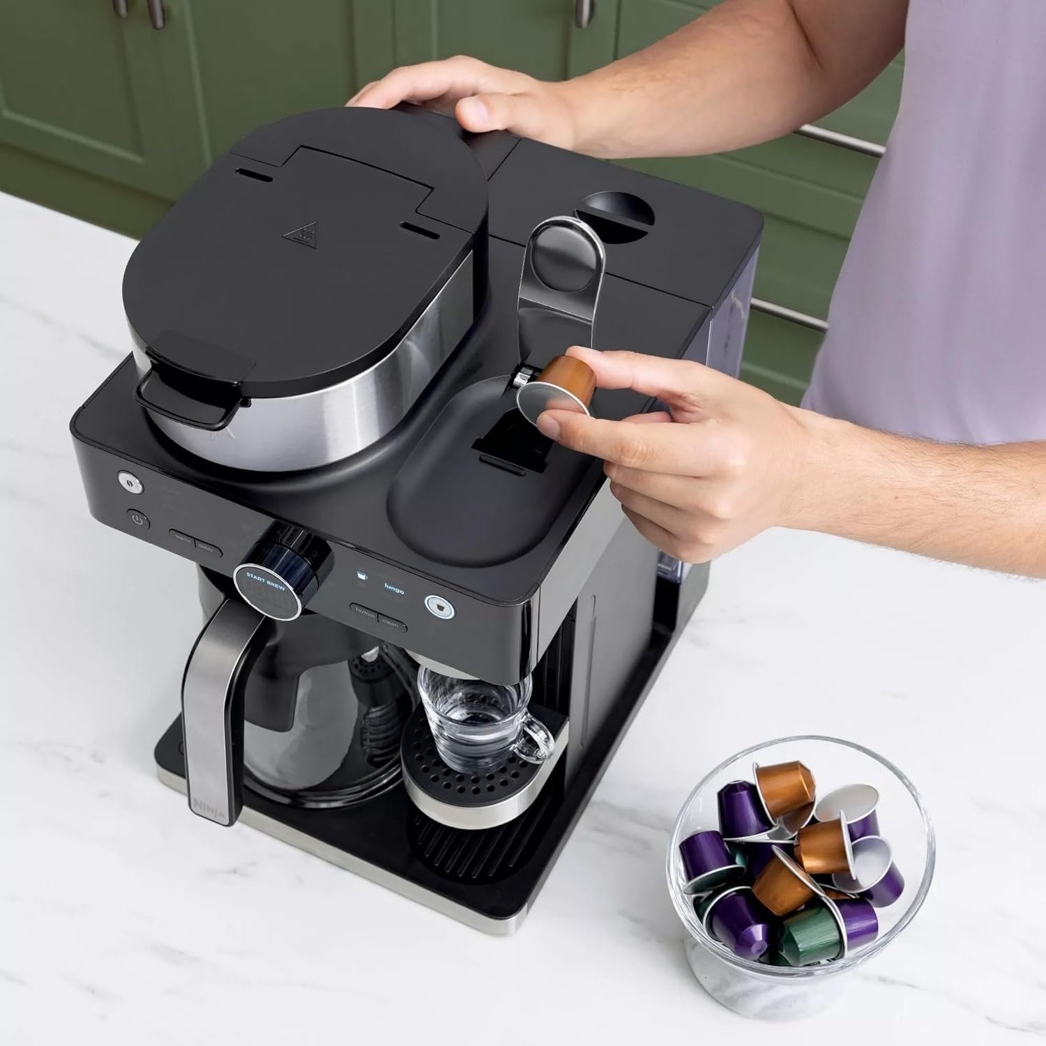 Ninja CFN602 Espresso & Coffee Barista System - Ristretto Function, Single-Serve & 12-Cup Carafe, Built-in Frother