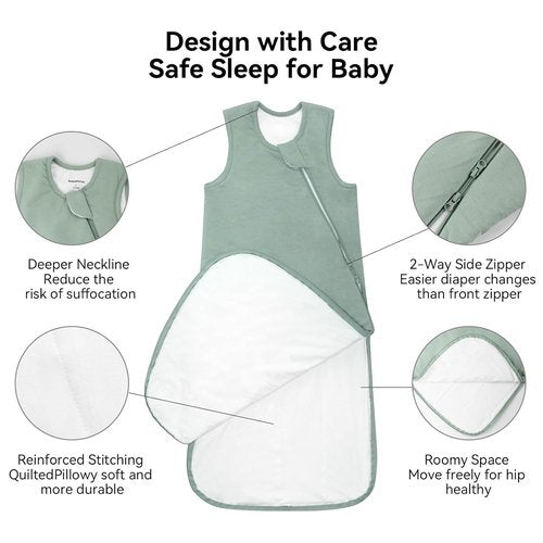 **Skiennix Bamboo Sleep Sack - Ultra Soft 1.0 Tog Baby Wearable Blanket | 6-12 Months, Unisex**