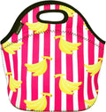 Allydrew Insulated Neoprene Lunch Bag - Stylish Zipper Tote in Bananas and Stripes Design