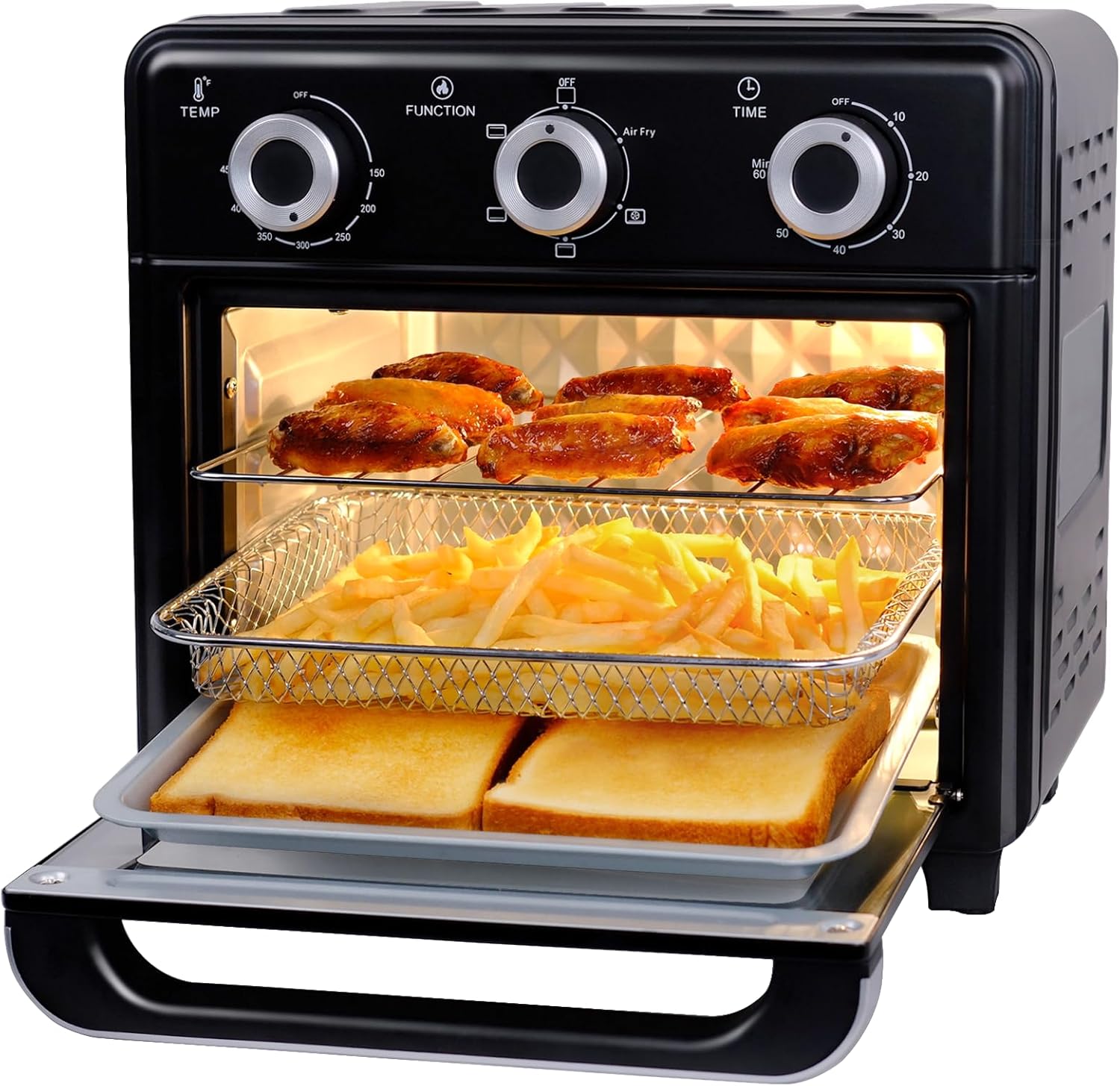 Skiennix 10QT Air Fryer Toaster Oven Combo - 5-in-1 Functions, 3-Layer Cooking, Visible Window, Ideal for Small Kitchens