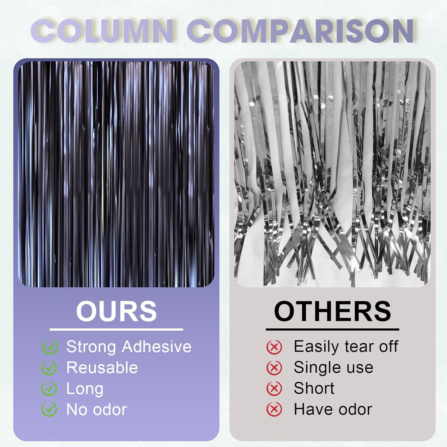 Voircoloria Matte Blue Foil Fringe Curtains - 3 Pack 3.3 x 8.2 ft Tinsel Streamers for Parties | Perfect for Graduation & Birthdays