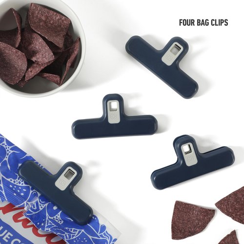 Calphalon Prime 4 Pack Polypropylene w/Thermoplastic Rubber Chip Bag Clips - Navy Blue