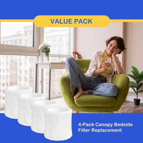 Roninby Humidifier Wicking Replacement Filter Compatible with Canopy Bedside and Nursery Humidifier, Wood Pulp & Paper Filter, 4 Pack