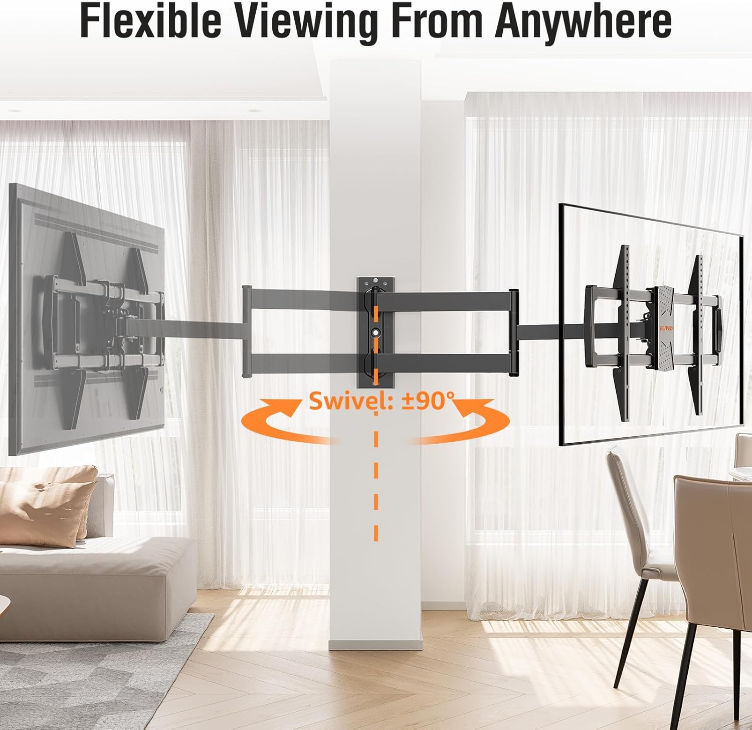 **ELIVED Long Arm TV Mount - Articulating Wall Bracket for 42-75 Inch TVs | 32" Extension, Swivel & Tilt, 99 lbs Capacity**
