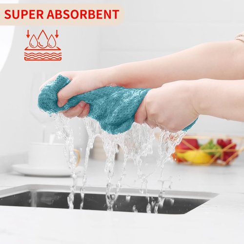 Homaxy 100% Cotton Waffle Weave Dish Towels - Ultra Soft & Absorbent | 13 x 28 Inches, 4-Pack, Lake Blue