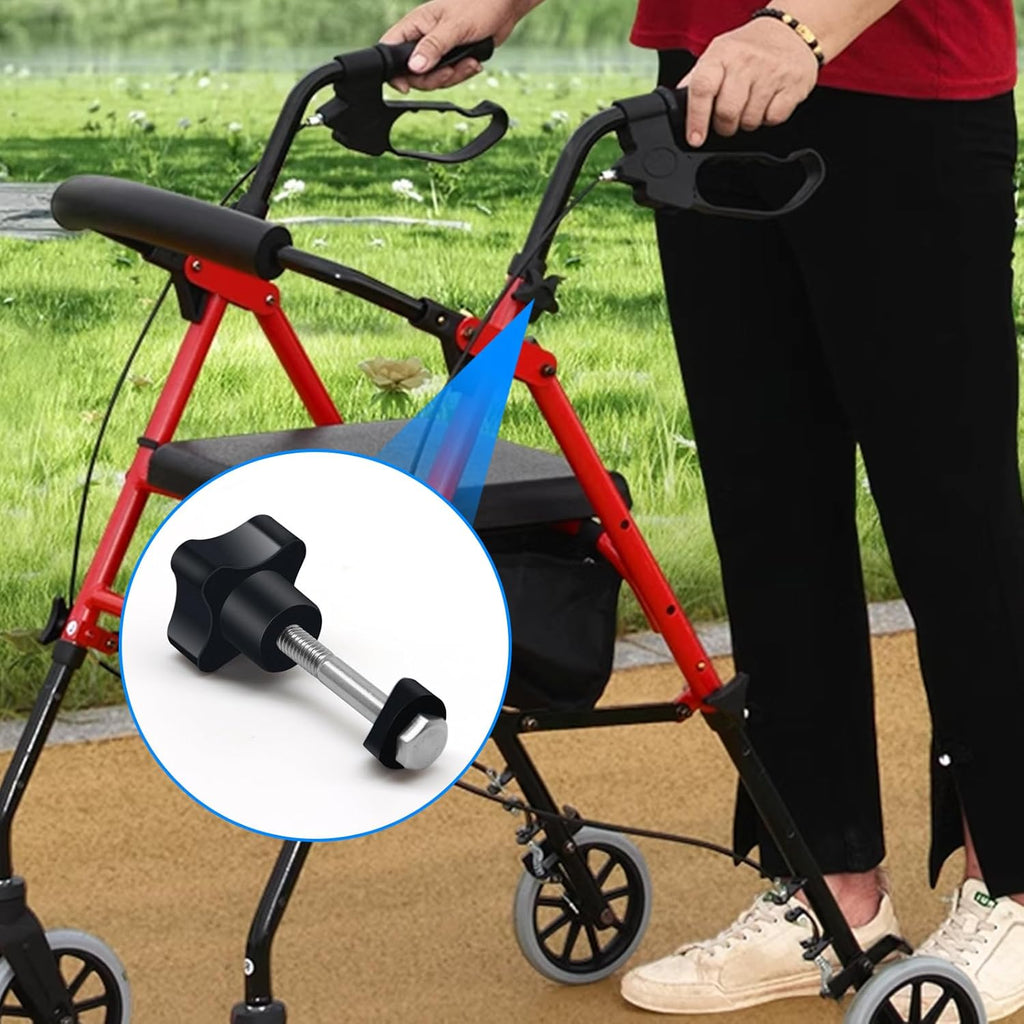 Rollator Walker Replacement Knob 2 PCS Replacement Arm Adjustment Knobs for Rollator Walker Accessories,Rollator Parts Knobs with M6 Track Bolt Set