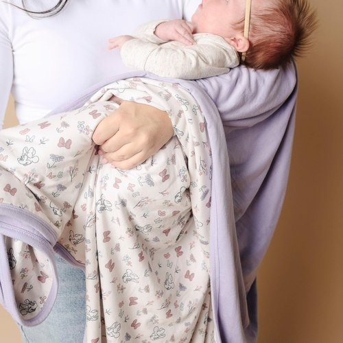 Large Premium Knit Baby 3 Layer Stretchy Quilt Blanket "Minnie Mouse's Bowquet" by Copper Pearl