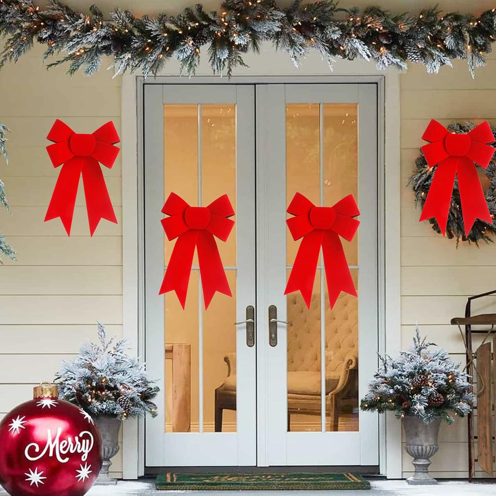 Regine Switzerland 12 PCS Red Velvet Bows - 5x8 Inches Holiday Decorations for Trees & Wreaths