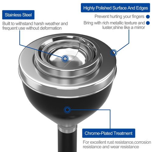 RELIANCER Floor Standing Ashtray w/Lid,Adjustable 16" - 31.5" Cigarette Ash Tray,Outdoor Stainless Steel Cigar Container Ash Holder w/Weighted Base,Cigarette Butt Receptacle Disposal for Home Garden