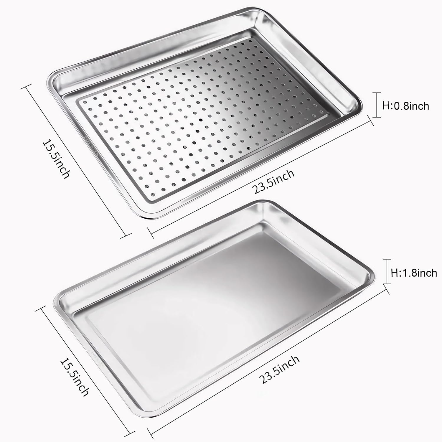 Regine Switzerland Extra Large 304 Stainless Steel Baking Pan Set - 2-Pack Non-Toxic Bakeware | Solid & Perforated Pans