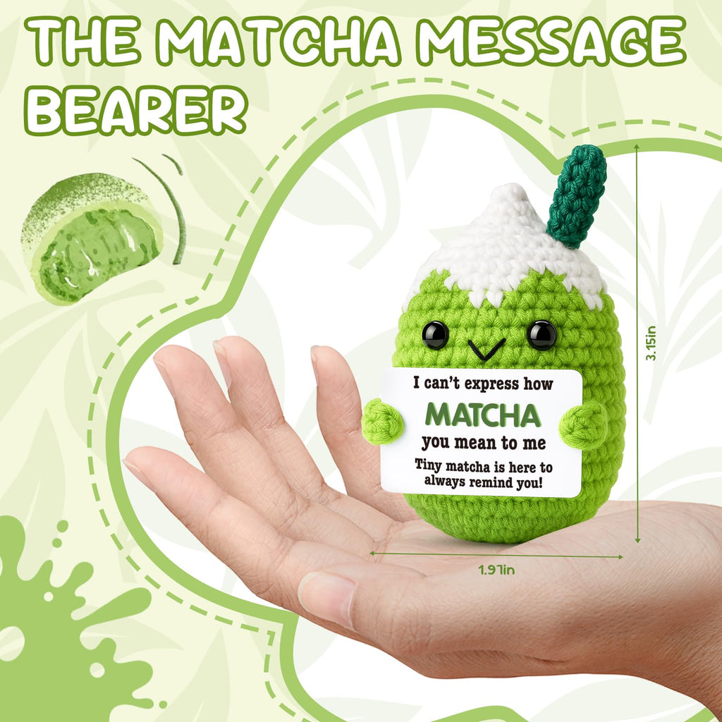 Ovrrcame How Matcha You Mean to Me Crochet Decor Funny Christmas Valentine's Day Present for Him Her, Handmade Appreciation Gift Idea for Partner Friend Coworker, Stocking Stuffer