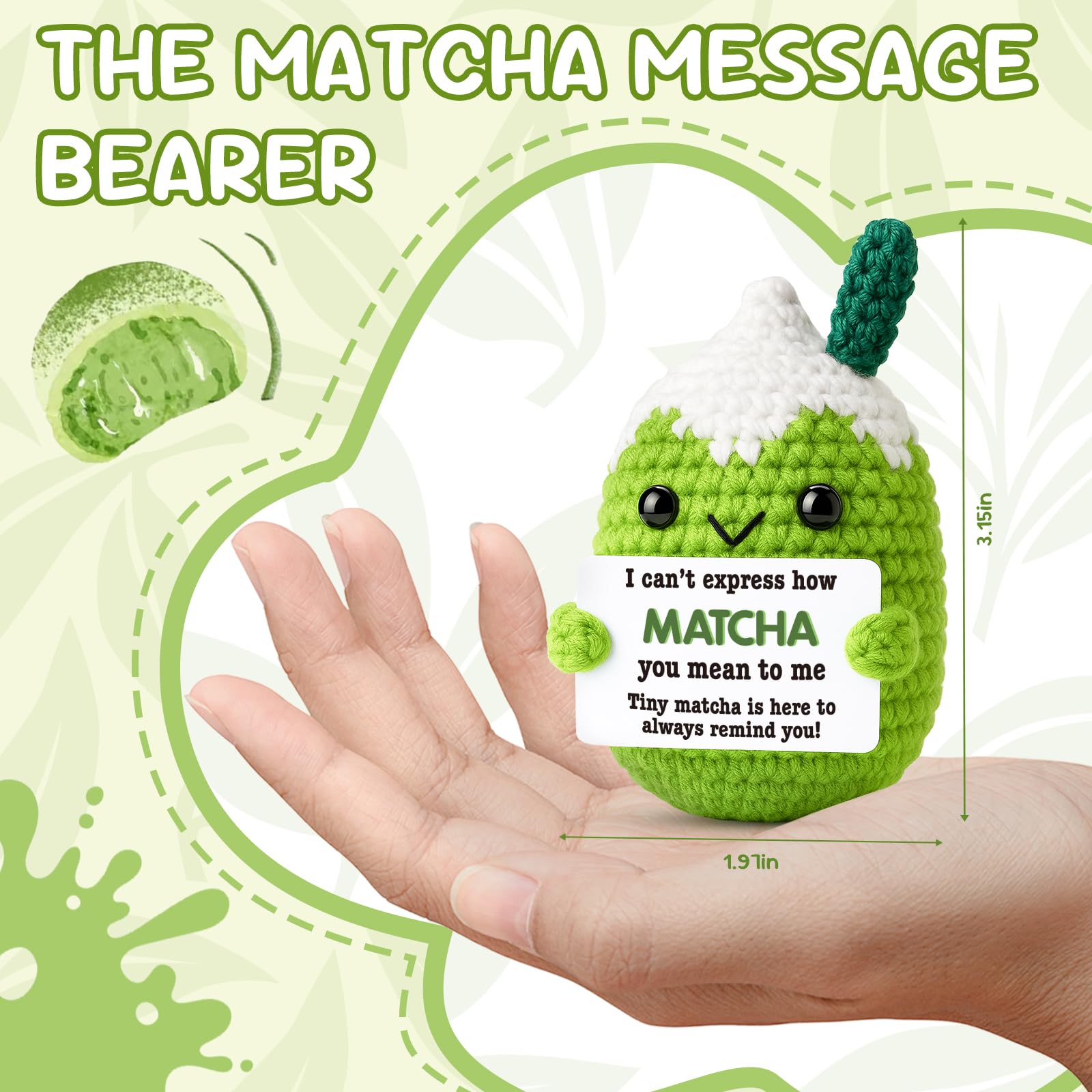 Ovrrcame How Matcha You Mean to Me Crochet Decor Funny Christmas Valentine's Day Present for Him Her, Handmade Appreciation Gift Idea for Partner Friend Coworker, Stocking Stuffer