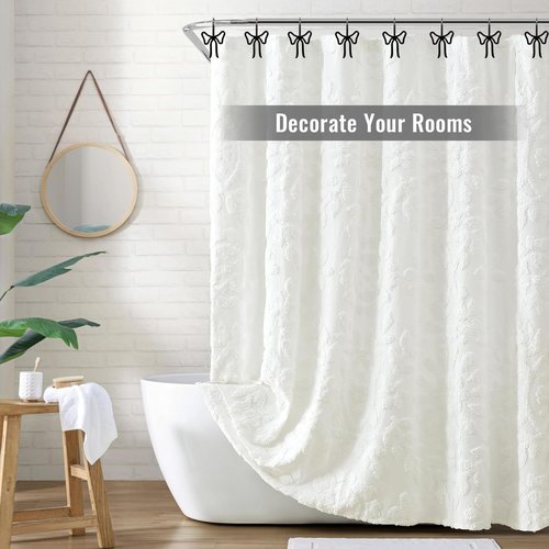 Big Bow Decorative Shower Curtain Hooks, Bowknot Shower Curtain Rings, Fashion Bow Shower Curtain Hangers, 12PCS Stylish Shower Hooks for Shower Curtain, Bathroom, Bedroom, Home Decor (Black)