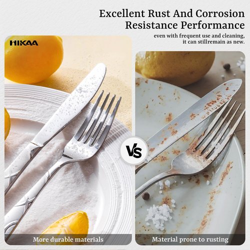 HIKAA Gift Wrap Silverware Set Stainless Steel Flatware Set for Gift, Cutlery Set for Present (40, Flower)