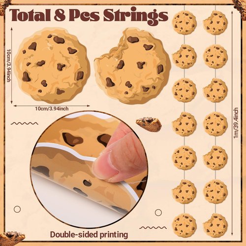 Xinnun Cookie Party Decorations Chocolate Chip Cookie Garlands Banners Cutouts Ribbon Streamers for Street Theme Birthday Baby Shower Party Decorations Supplies