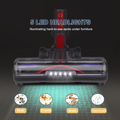 HESTIA Hardwood Floor Attachment for Dyson V7 V8 V10 V11 V15 SV10 SV12 SV14 Cordless Stick Vacuum Cleaners, V-Shaped Roller Brush, LED Headlights, Cleaner Head Replacement Parts