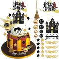 SWIMDOG 26 PCS Wizard Birthday Cake Topper Decorations, Wizard Party Supplies, Glitter Themed Cupcake Decorations