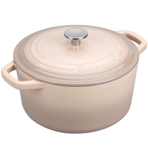 VORRINGARD Enameled Cast Iron Dutch Oven Pot with Lid, for Bread Baking, Round Bread Oven- include Sourdough Bread Baking Supplies Set, 6QT, Latte
