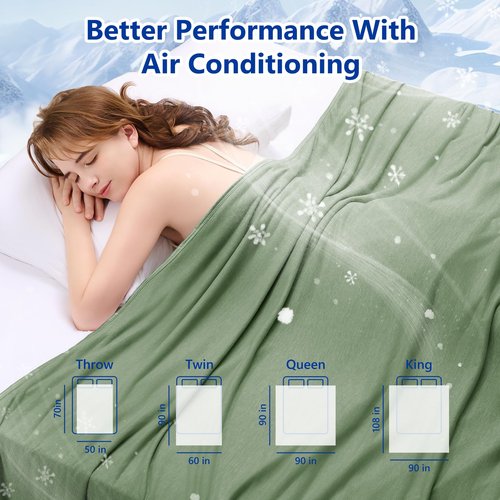 Topcee Cooling Blanket(90"x108"King Size) for Night Sweats Absorbs Heat to Keep Adults Cool on Warm Nights, Q-Max 0.5 Cooling Blankets for Hot Sleepers, Ultra-Cool Lightweight Blanket for Bed