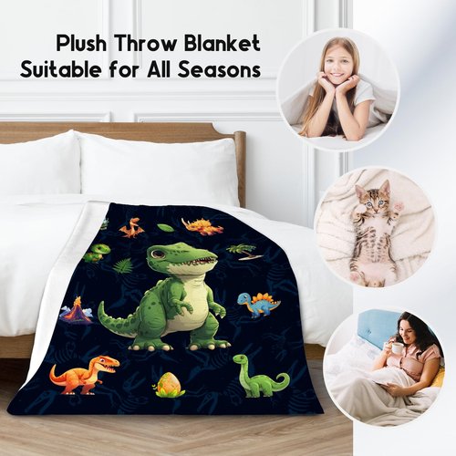 KNOWPHST Dinosaur Blanket for Kids - Blankets Gifts for Boys - 50x60 Inches Cozy Lightweight Throw for Sofa Bedroom Decor Bed