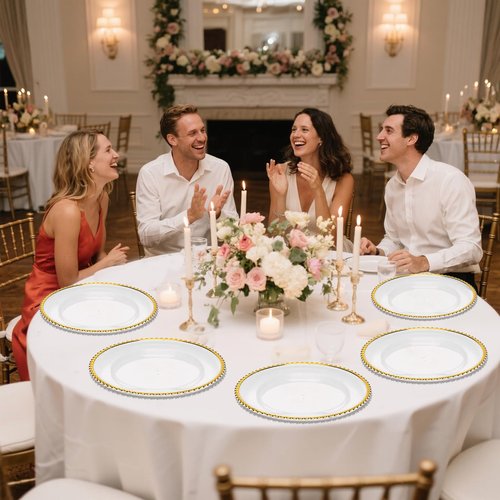 supernal 20pcs Clear Charger Plates,Gold Chargers Plates for Dinner,Beaded Plates 13 Inch Suitable For,Mother's Day,Easter Party and Birthday,Wedding