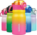 BJPKPK Insulated Water Bottle - 14oz Reusable Stainless Steel Flask with Straw & Leak-Proof Lid | Rainbow