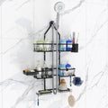 Dotpilgo Shower Caddy Hanging Upgraded Adjustable Rustproof Shower Caddy Shower Organizer for Over Handheld or Fixed Shower Heads with Hooks Soap Holder Toothbrush Holder