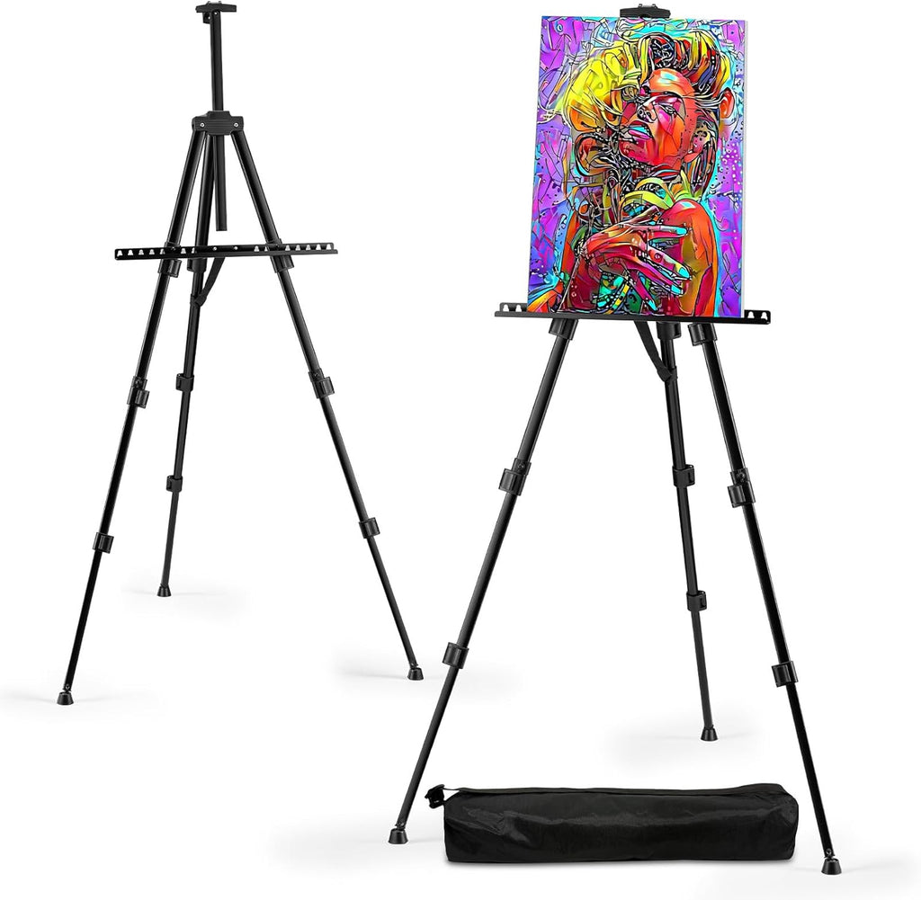 RRFTOK Easel Stand for Sign and Painting - Adjustable Metal Tripod Art Easel 17-66 Inch with Carry Bag | Black